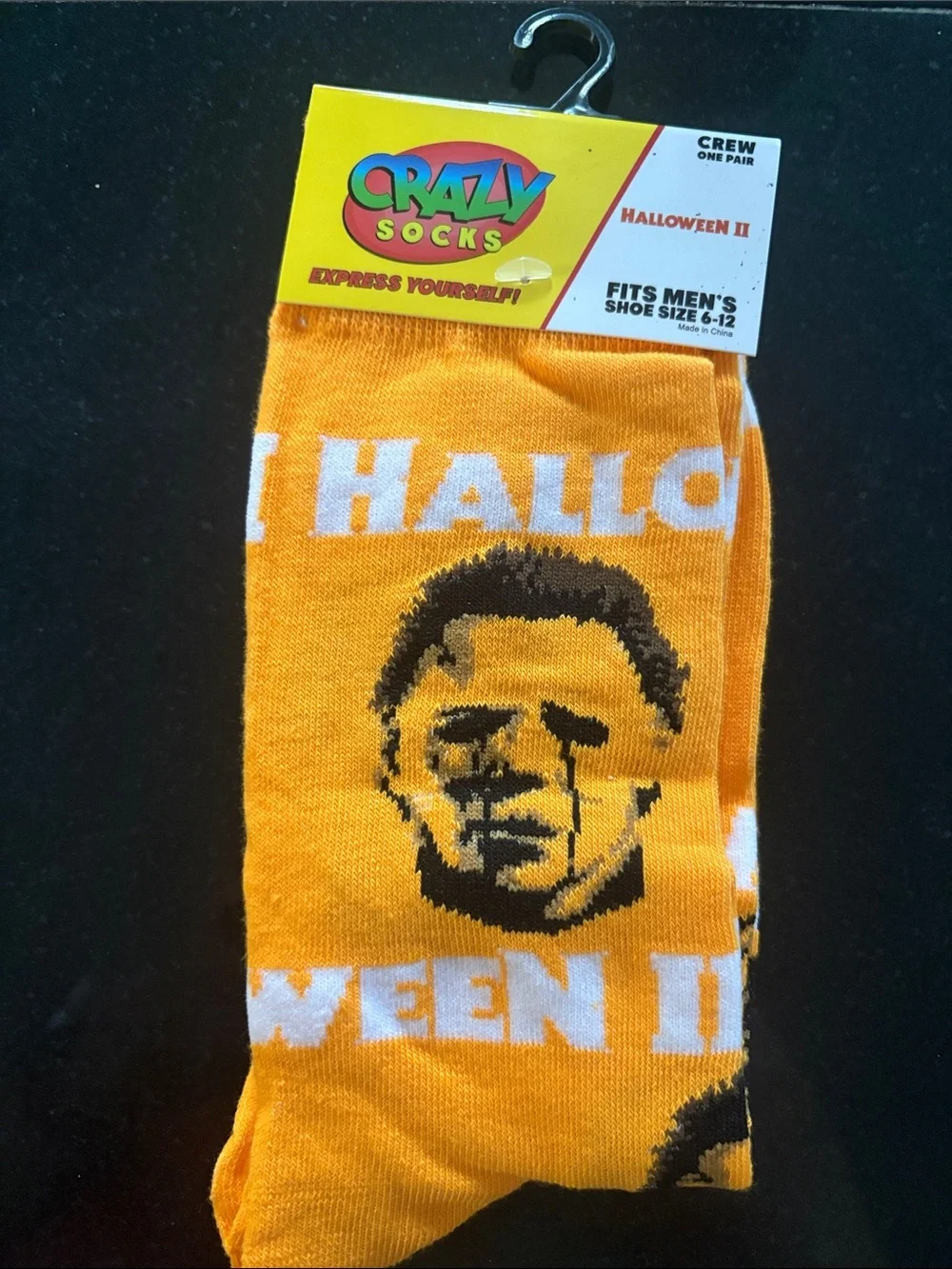 Orange Halloween II Men's Crew Socks Men’s Shoe 6 - 12